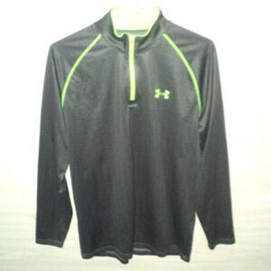 Under Armour Men's Shirt Size M Heat Gear Loose Fit Gray & Lime Long Sleeves